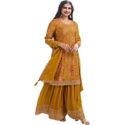 Haldi Function Wear Indian Designer Salwar Kameez Suits Pakistani Plazo Outfits  Yellow, S - 38