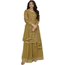 Haldi Function Wear Indian Shalwar Kameez Suits Pakistani Designer Plazo Dress ( Yellow, 4XL - 50 )