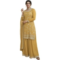 Haldi Function wear Indian Designer Salwar Kameez Outfits Pakistani Plazzo Suits ( Yellow, 3XL - 48 )