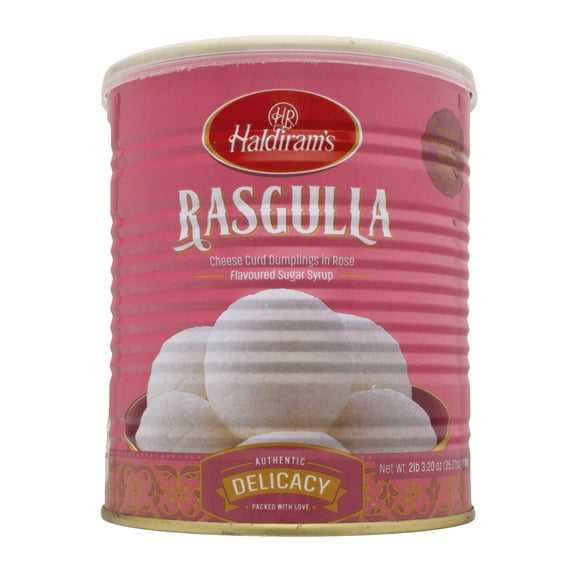 Haldiram's Rasgulla, Cheese Curd Dumplings in Rose Flavored Sugar Syrup, 35.27 oz