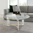 thumbnail image 1 of Hale 41 Inch Round Coffee Table Glass Top Acrylic Legs Clear Gold, 1 of 6