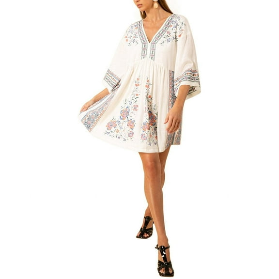 Hale Bob womens  Camryn Linen-Blend Dress, l, White