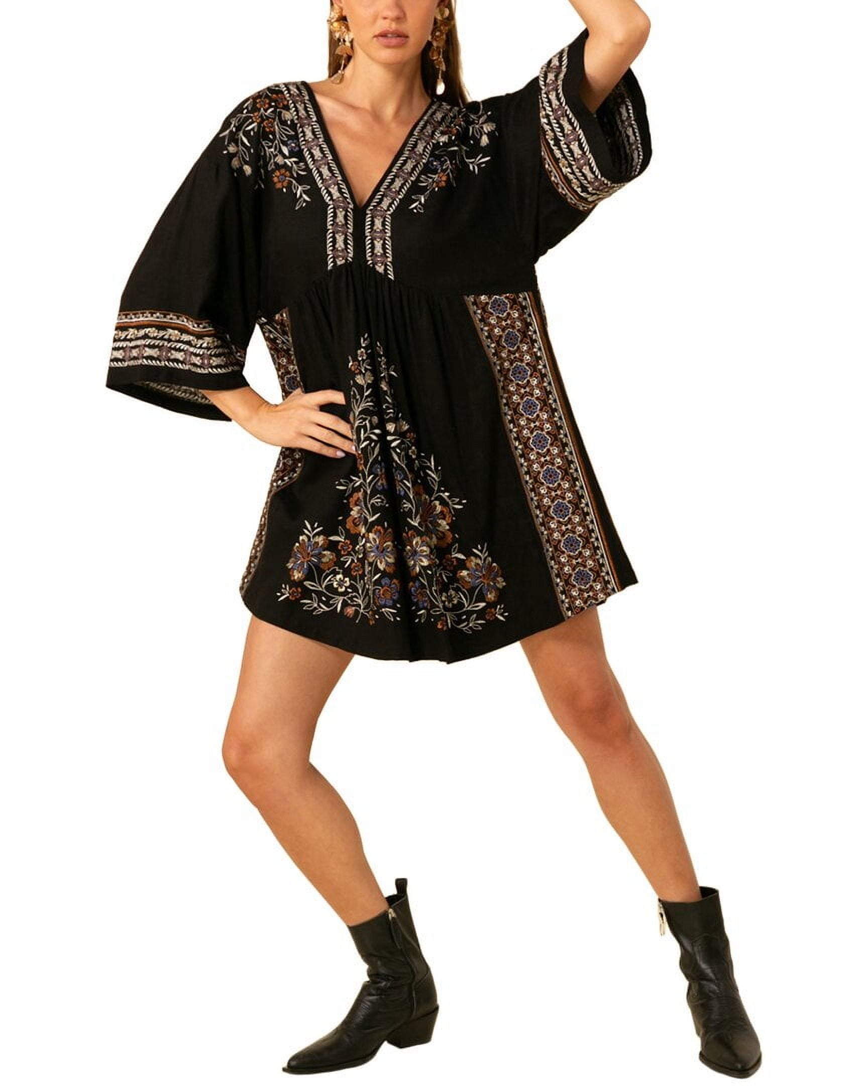 Hale Bob womens Camryn Linen-Blend Dress, s, Black - Walmart.com