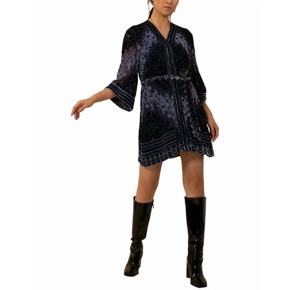 Hale Bob womens  Helena Silk-Blend Mini Dress, xs, Blue