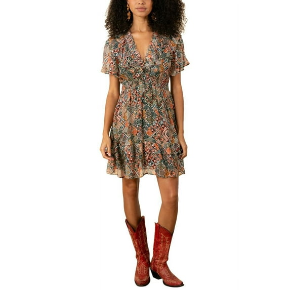 Hale Bob womens Kiara Silk-Blend Dress, m, Green