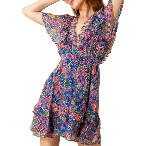 Hale Bob womens  Kiara Silk-Blend Dress, xs, Blue