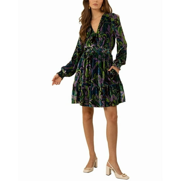 Hale Bob womens  Oaklee Silk-Blend Mini Dress, xs, Green