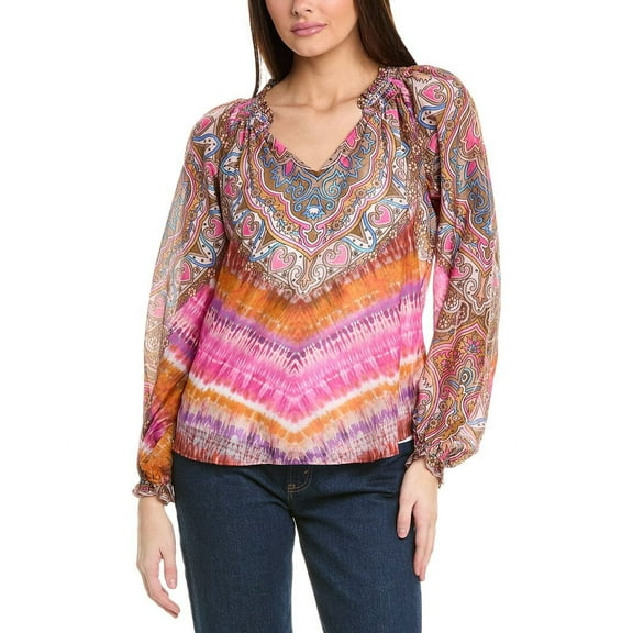 Hale Bob womens  Sadie Silk-Blend Top, s