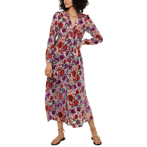 Hale Bob womens Silk-Blend Maxi Dress, XL, Beige