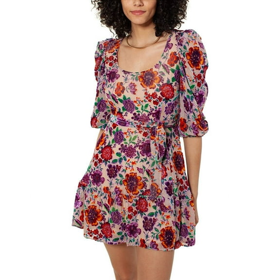 Hale Bob womens  Silk-Blend Mini Dress, m, Beige