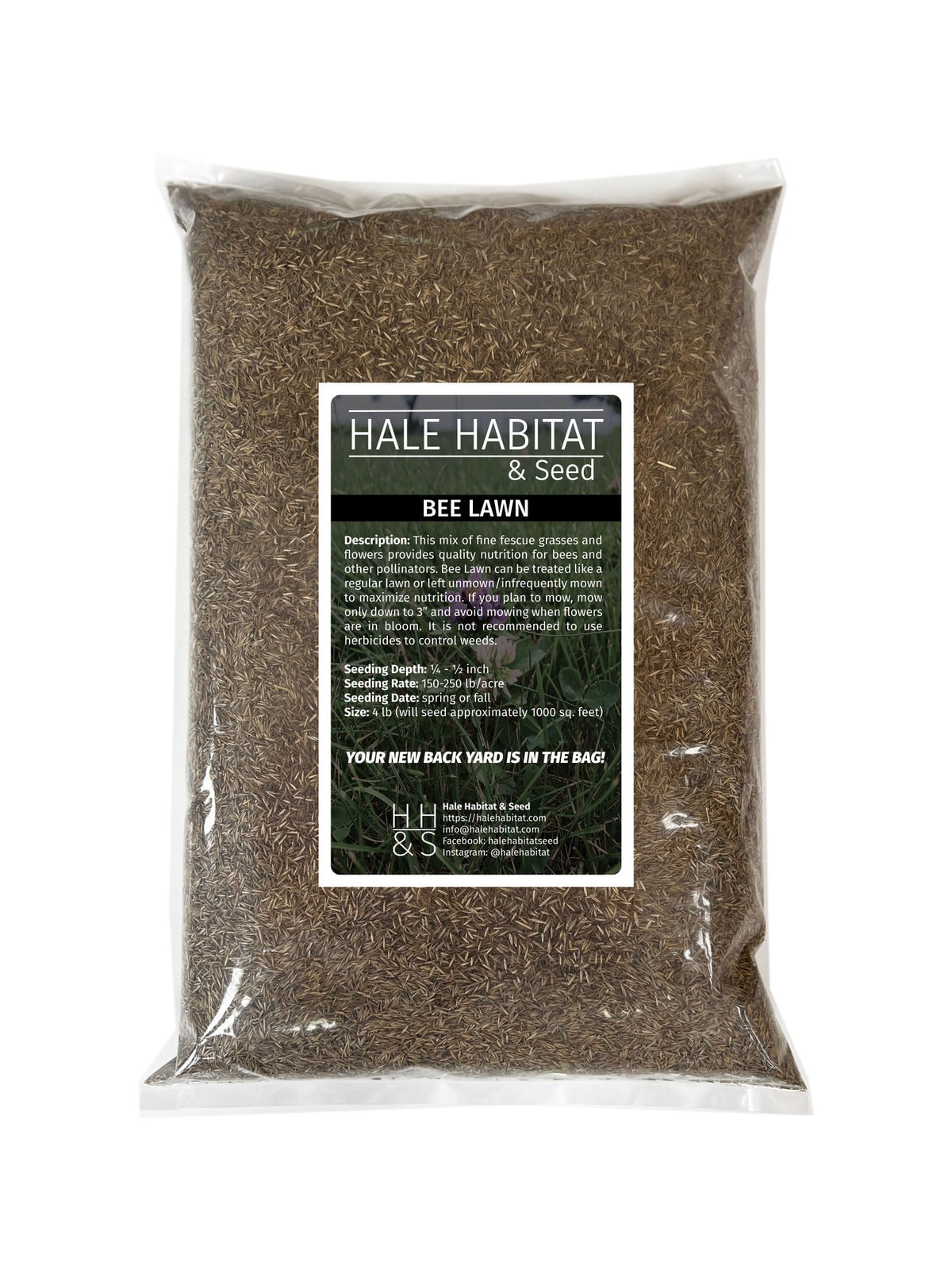 Hale Habitat & Seed Bee Lawn Seed Mix, Pollinator Friendly & Low Maintenance, 1000 Square Feet