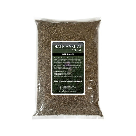 Hale Habitat & Seed Bee Lawn Seed Mix, Pollinator Friendly & Low Maintenance, 1000 Square Feet