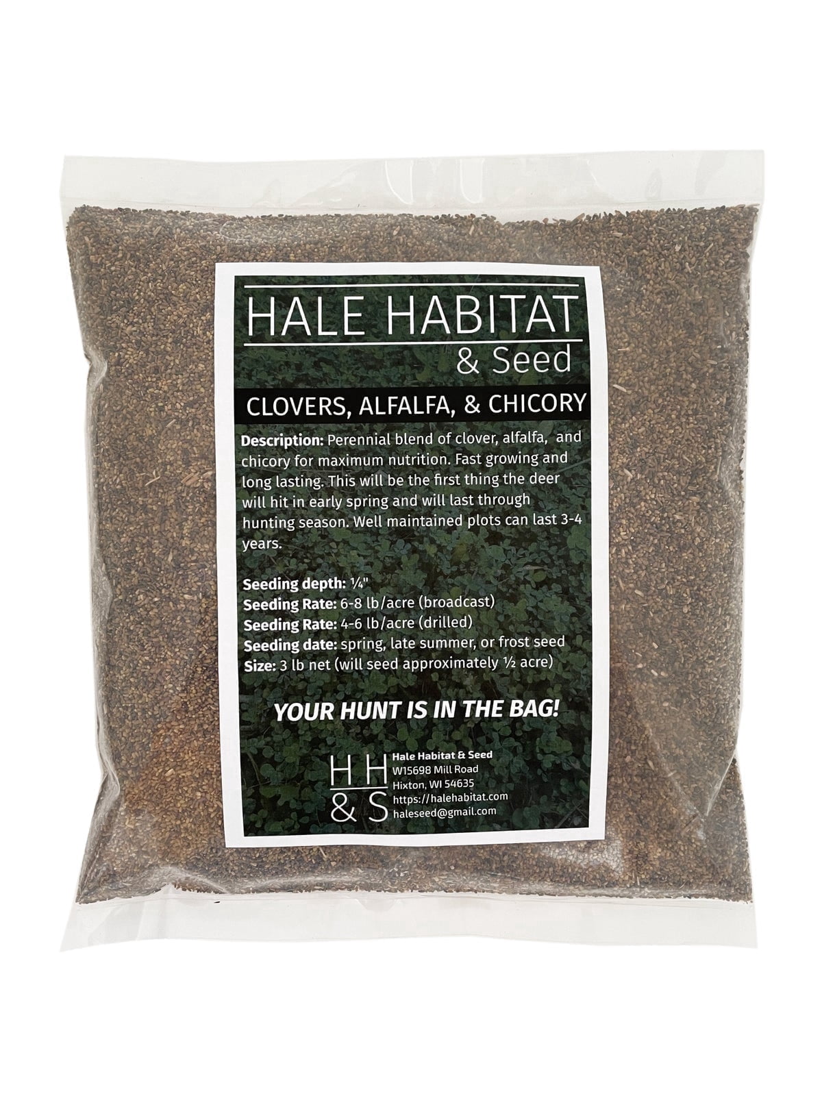 Hale Habitat & Seed Clovers, Alfalfa, & Chicory Food Plot Seed Mix, Perennial Year-Round Attractant, 1/2 Acre