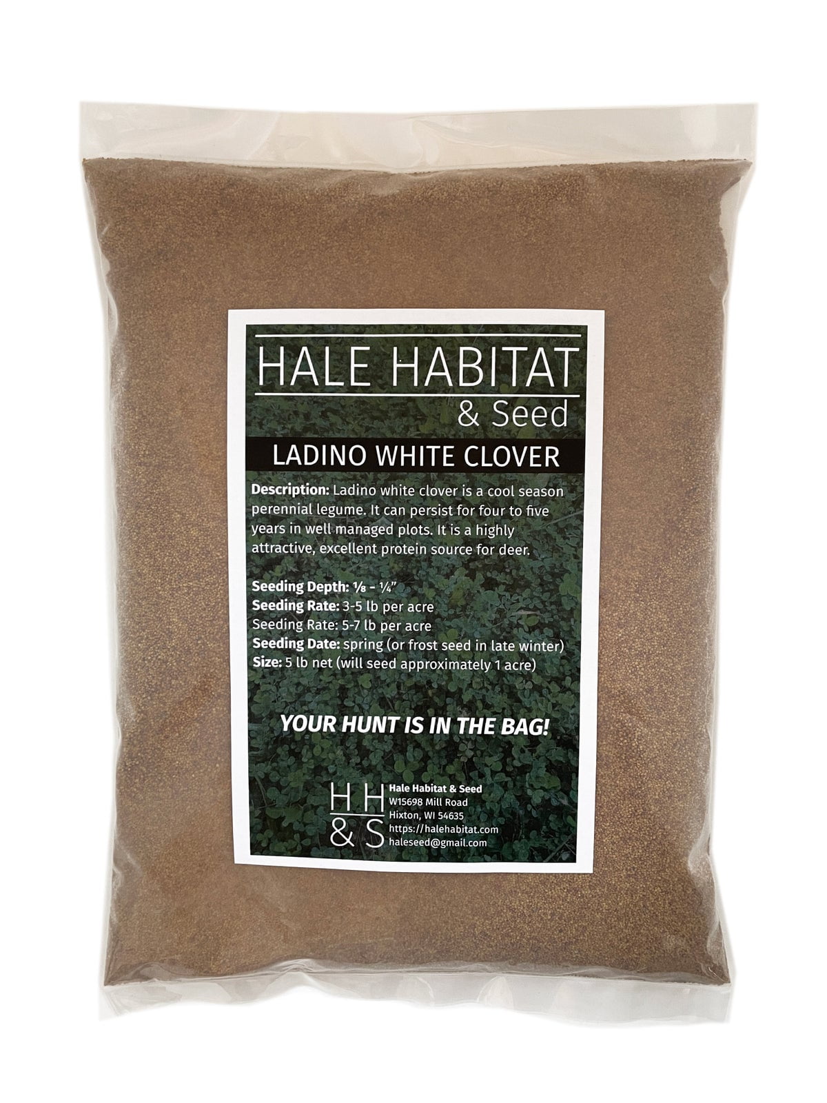 Hale Habitat & Seed Ladino White Clover Food Plot Seed, 5 lbs