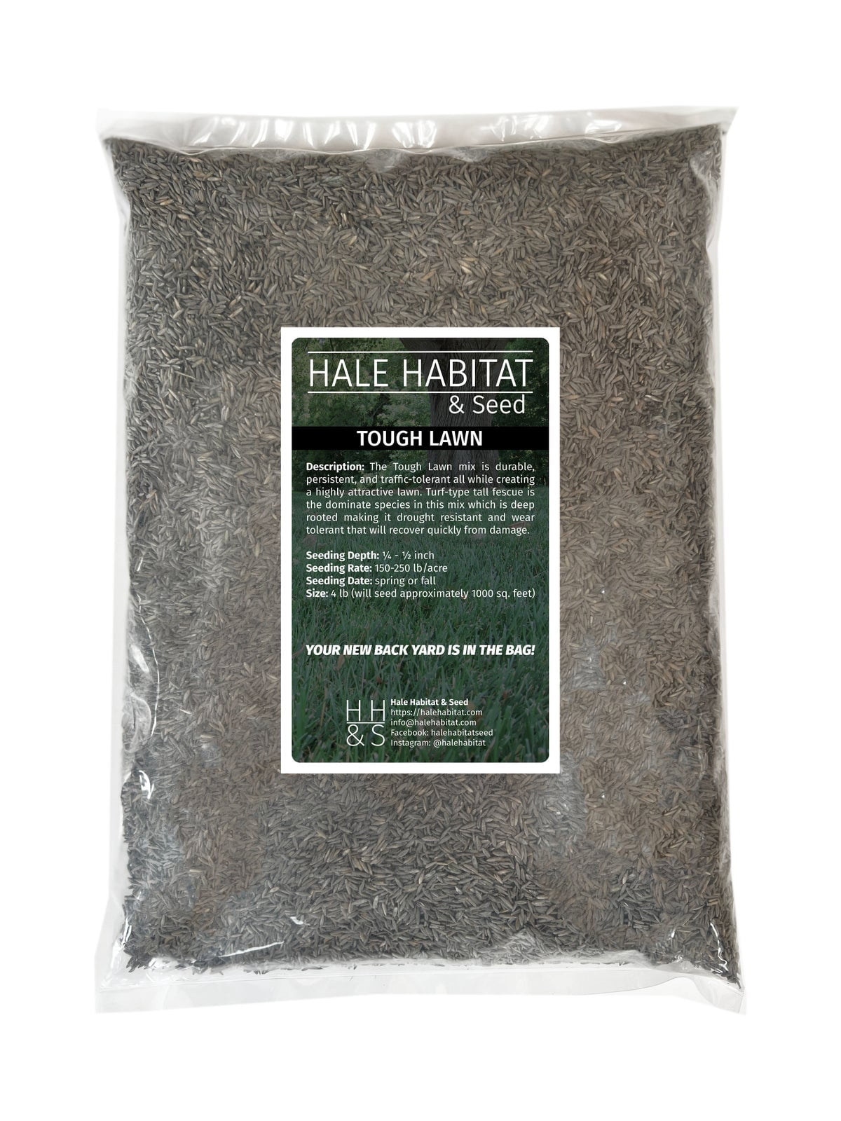 Hale Habitat & Seed Tough Lawn Seed Mix, Traffic Tolerant, Durable & Persistent, 1000 Square Feet