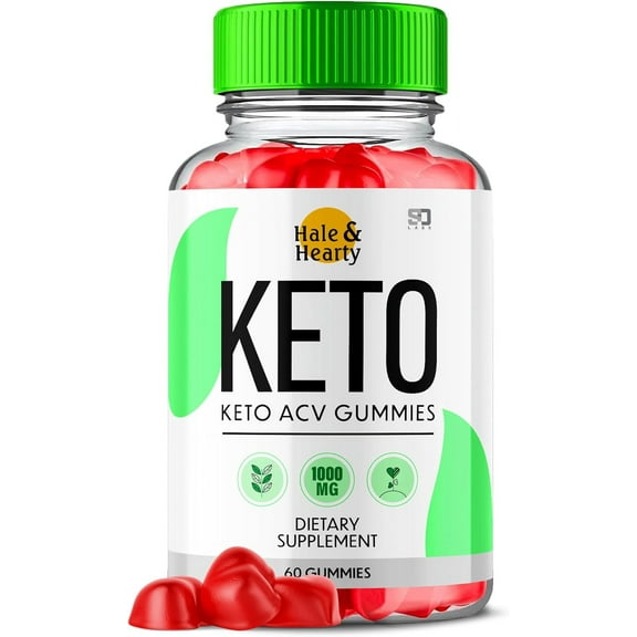 Hale & Hearty Keto Gummies, Advanced 1000MG Formula, Apple Cider Vinegar Folate Vitamin B6 B12 Beet Root Pomegranate Vegan Non GMO Keto Supplement (60 Gummies)