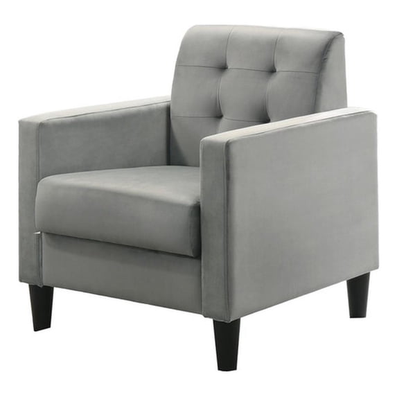 Hale Light Gray Velvet Accent Armchair with Tufting