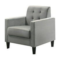 Hale Light Gray Velvet Accent Armchair with Tufting