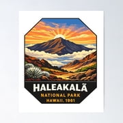 Haleakal  National Park Volcano Sticker Poster, Poster Only