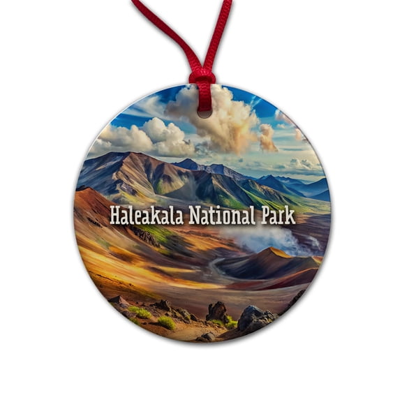 Haleakala National Park Hawaii Christmas Tree Holiday Round Ceramic Ornament