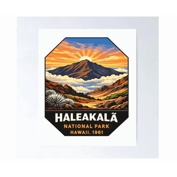 Haleakala National Park Volcano Sticker Poster Home Decor Office Wall Art
