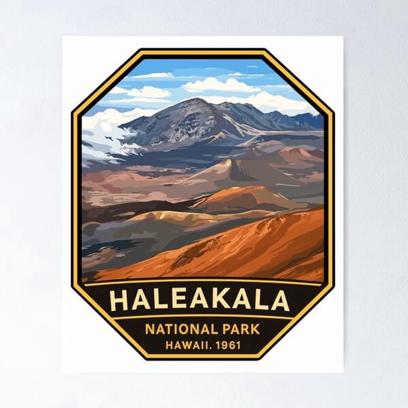 Haleakala National Park Volcano Sticker Poster , Poster Print Only