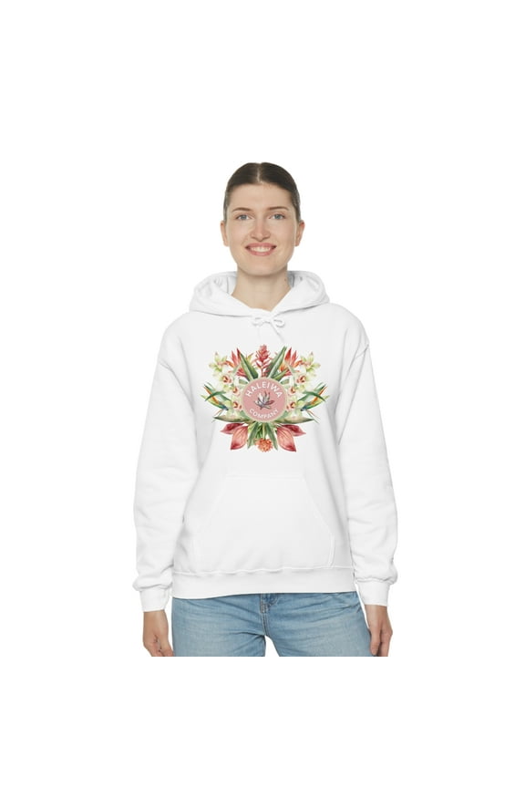 Haleiwa Co Exotic Flora Hoodie Unisex Gildan Heavy Blend™ Floral Sweatshirt