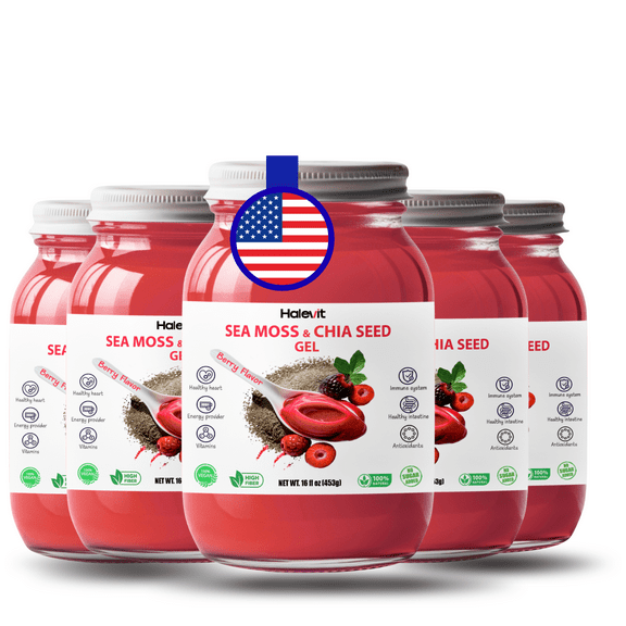 Halevit Wildcrafted Irish Sea Moss Gel, Raw Sea Moss Supplement with Chia Seeds, 80 Oz, Berry Flavor 5