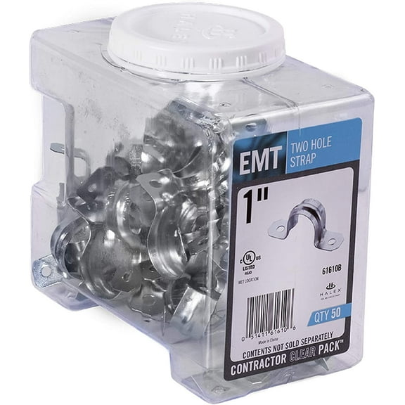 Halex, 1 in. Electrical Metallic Tube EMT 2-Hole Strap , 61610B, 50 per pack