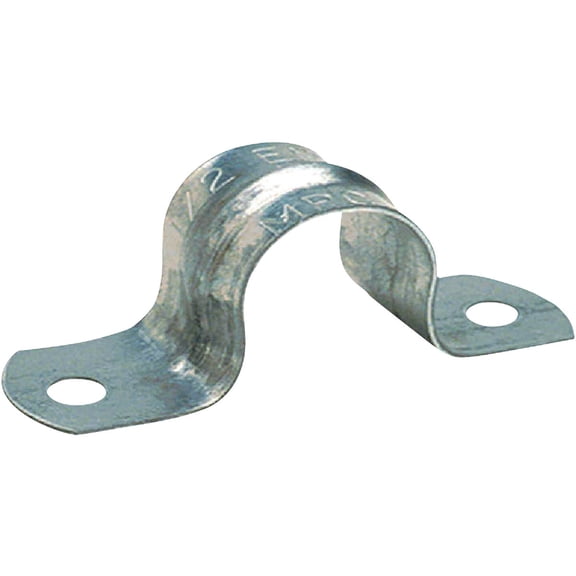 Halex Company 1-1/4in EMT 2-Hole Strap, Mount Bracket, Conduit Bracket, Silver Steel, Wall Mount, 26164