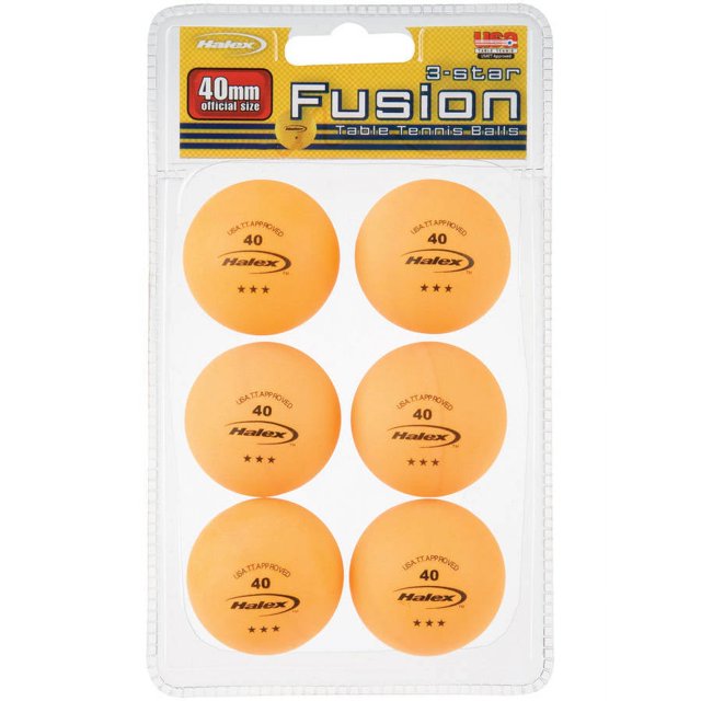 Halex Fusion 6Pack 3Star Table Tennis Balls (Orange)