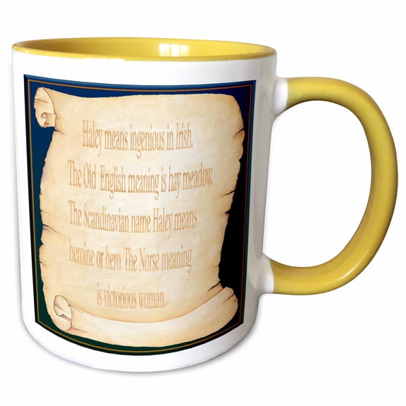 3drose, Haley the Meaning, 11oz Two-tone Yellow Mug