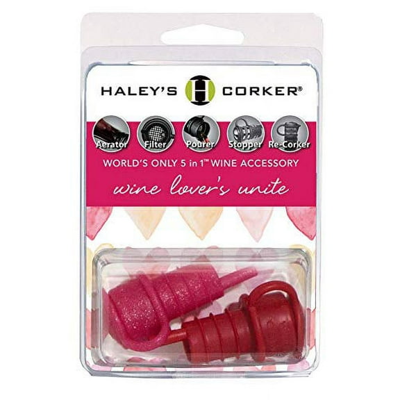 Haley's Corker 5-in-1 Wine Aerator, Stopper, Pourer, Filter and Re-Corker, Wine Lovers Treat