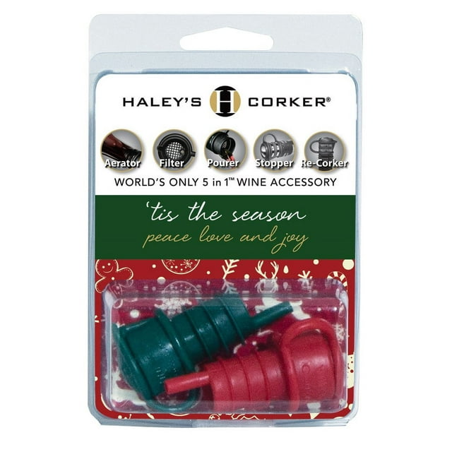 Haley's Corker Christmas 2Pack Original Screwcap Bottle Green and