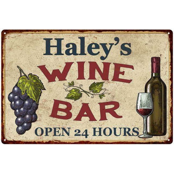 Haley's Rustic Wine Bar Sign Wall Dcor Kitchen Gift 12x18 Metal 112180056121