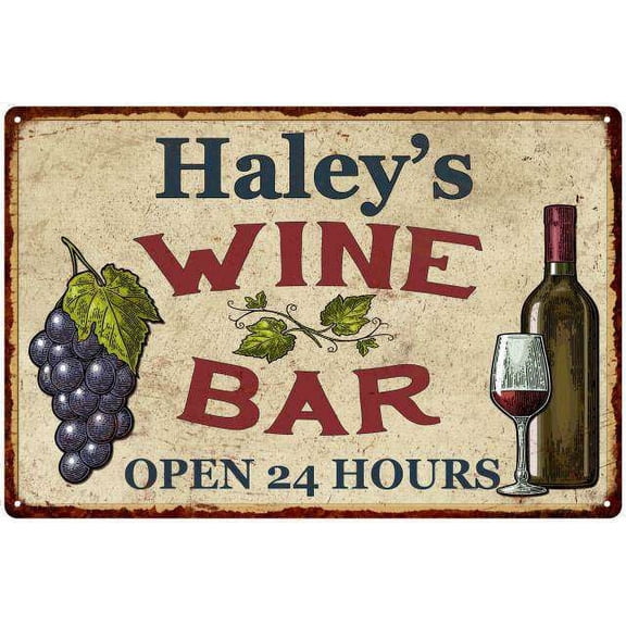 Haley's Rustic Wine Bar Sign Wall Decor Kitchen Gift 8 x 12 High Gloss Metal 208120056121