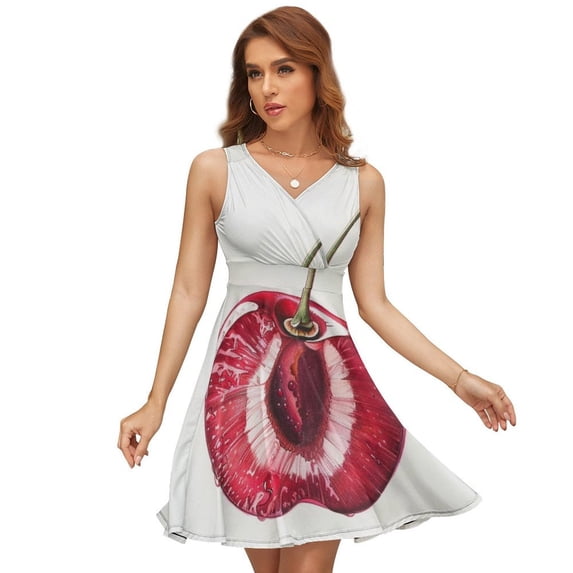 Half A Red Cherry Juicy Watercolor Sundress Sleeveless Dress Summer Women Clothes Dress for Women Dresses