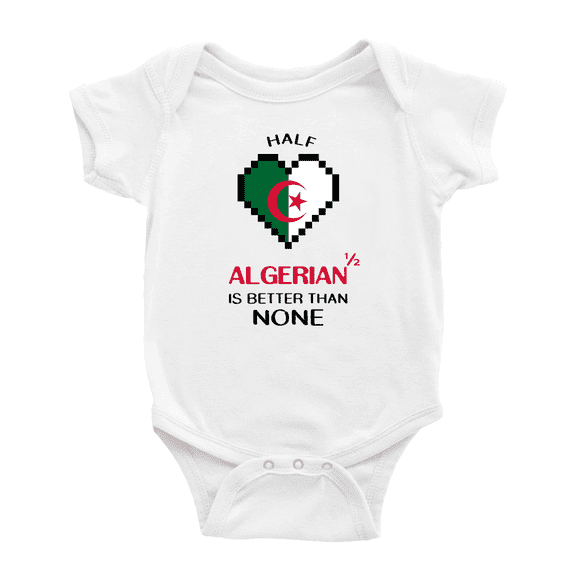 Half Algerian Is Better Than None Cute Baby Jumpsuits (White, 6-12 Months)