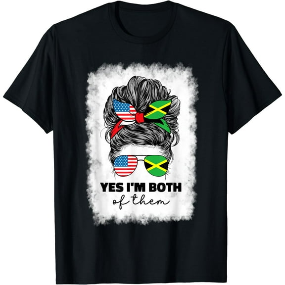 Half American And Jamaican Mix Usa America Jamaica Flag Girl T-Shirt