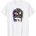 thumbnail image 1 of Half American And Mexican Mexico America Flag Girl Womens T-Shirt Tops Tee, 1 of 4