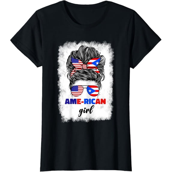 Half American And Puerto Rican Rico Boricua Flag Girl Women T-Shirt mens t shirt,black,women,funny,misfits,men,journey
