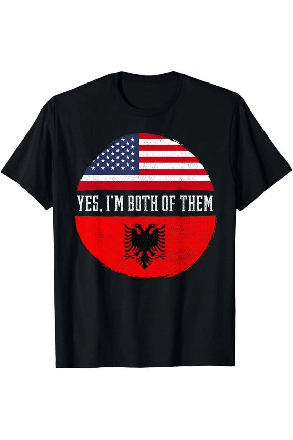 Half American Half Albanian Usa Flag Albania Heritage Dna T-Shirt Unisex S-5XL Hot Trending Shirt, Vintage Birthday Gift