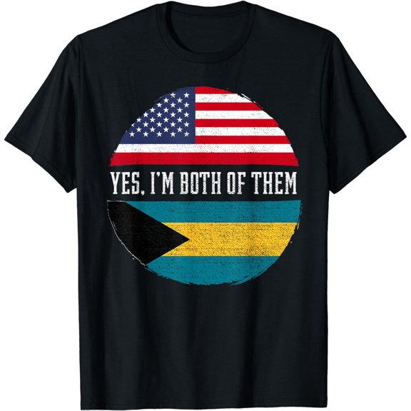 Half American Half Bahamian USA Flag Bahamas Heritage DNA T-Shirt