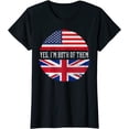 thumbnail image 1 of Half American Half British USA Flag United Kingdom Fun T-Shirt, 1 of 3