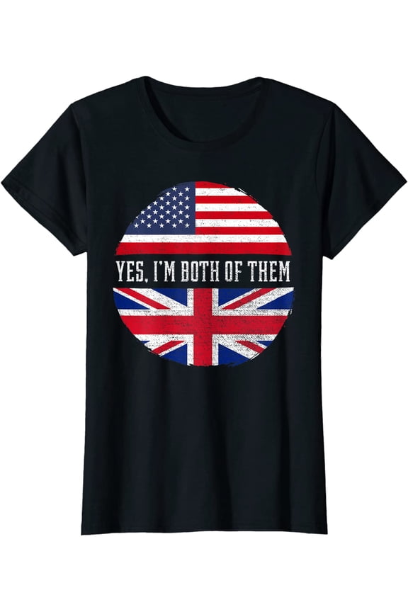 Half American Half British USA Flag United Kingdom Fun T-Shirt