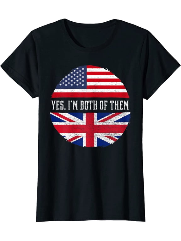 Half American Half British USA Flag United Kingdom Fun T-Shirt