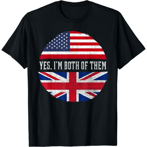 Half American Half British USA Flag United Kingdom Heritage T-Shirt Black X-Large