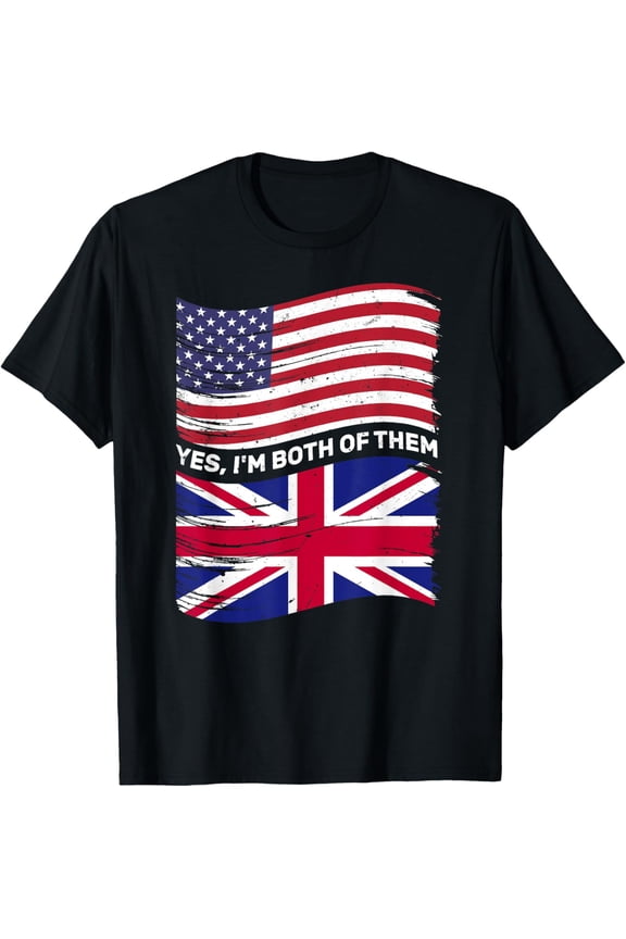 Half American Half British USA United Kingdom Flag Mixed DNA T-Shirt men and women can wear, black, white, gifts