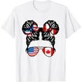 Half American Half Canadian Girl USA Canada Flag Patriot Cotton TShirt