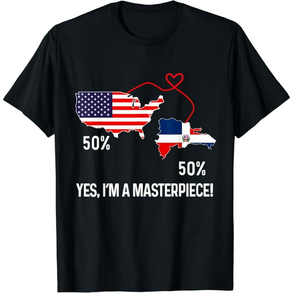 Half American Half Dominican Flag Combined RD USA Pride T-Shirt